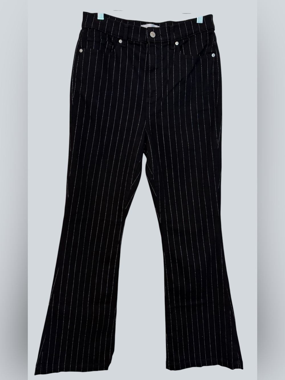 Black Silver Pinstripe Denim Pants